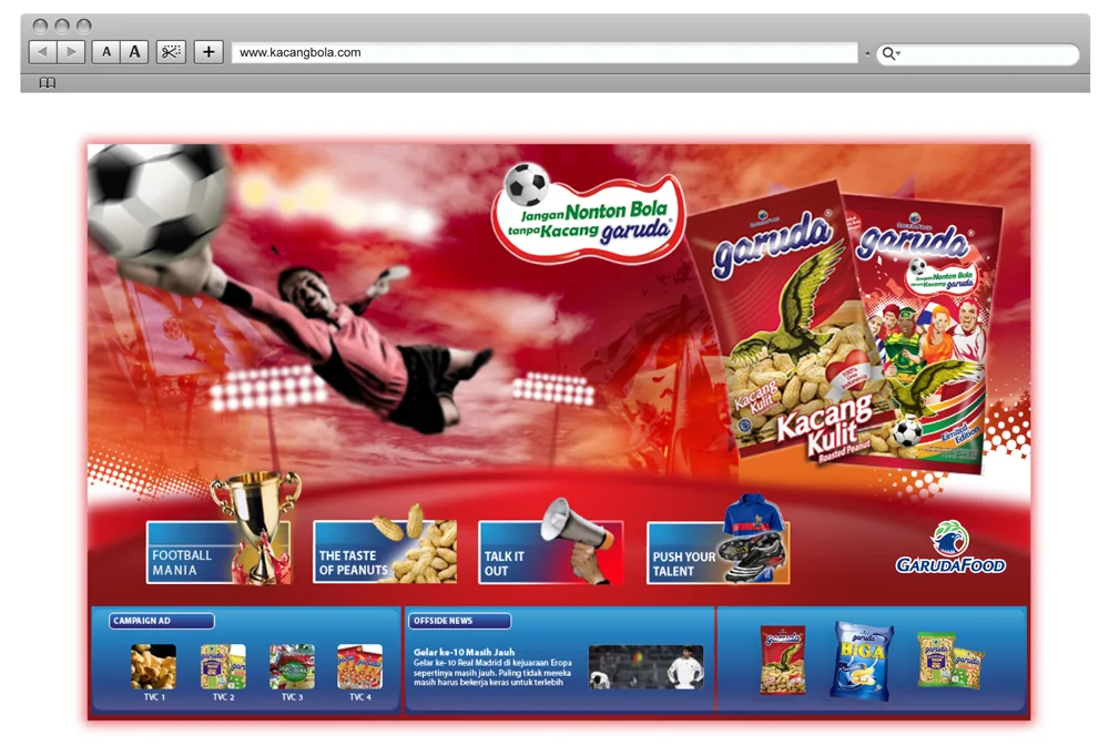 Kacang Bola website experience developed by Creative Faith